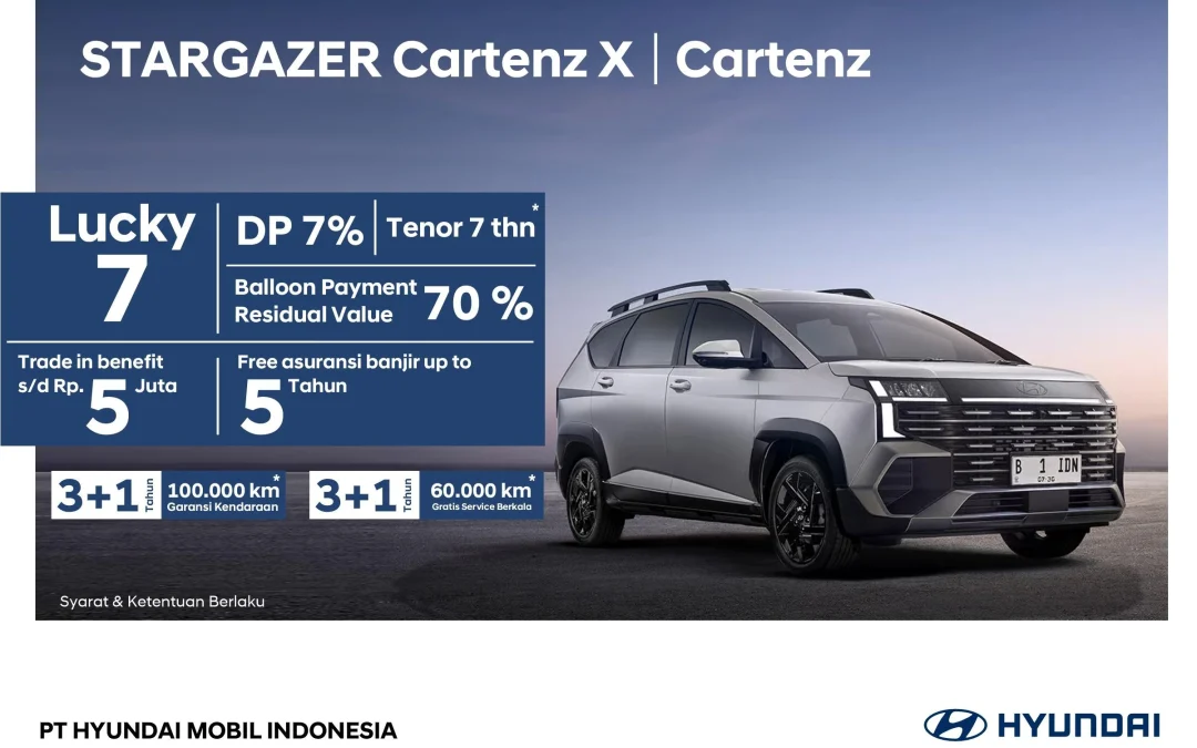 Saatnya Miliki Hyundai STARGAZER Cartenz! DP 7% Dan Cicilan Ringan Hingga 7 Tahun